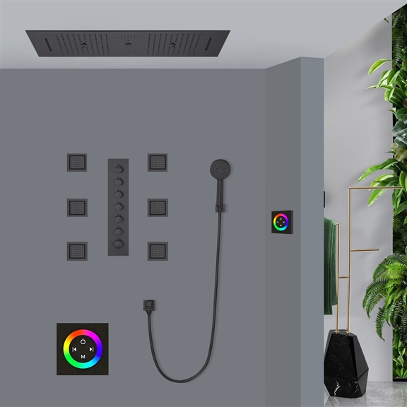 MONZA LUXURIOUS TOUCH PANEL CONTROLLED MATTE BLACK THERMOSTATIC RECESSED
